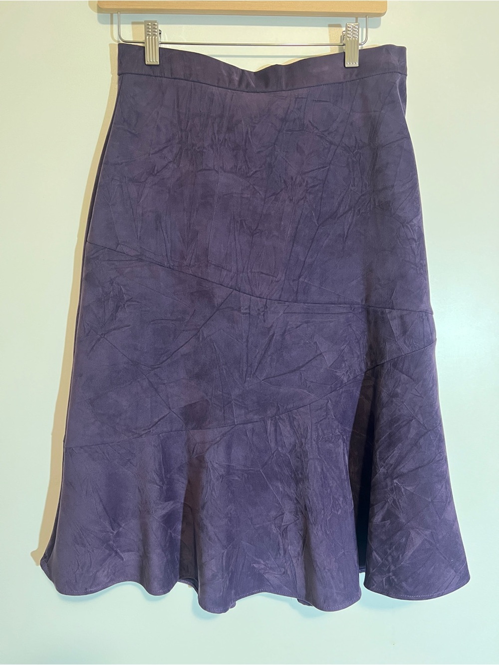 ✨ whimsigoth Vintage Zoé Purple Paneled Faux-Suede Midi Skirt ✨